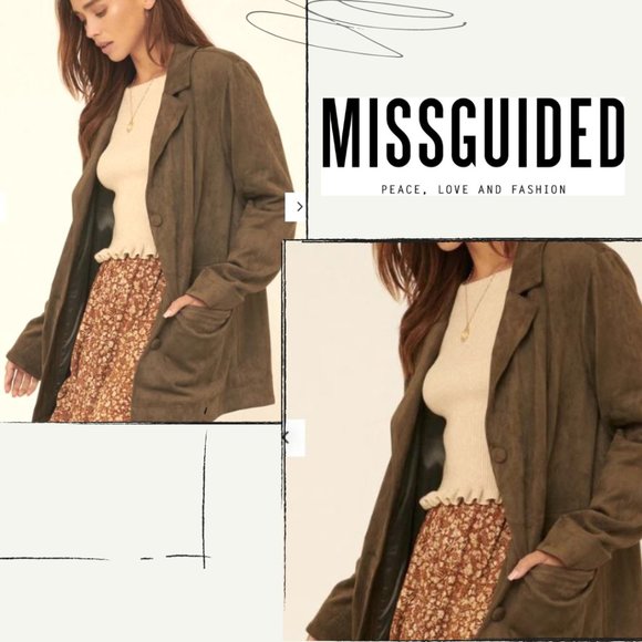 MISSGUIDED OLIVE GREEN BLAZER - Picture 1 of 7